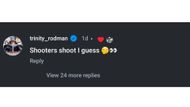 Trinity Rodman commented on Ben Shelton's Instagram post, further confirming the relationship.